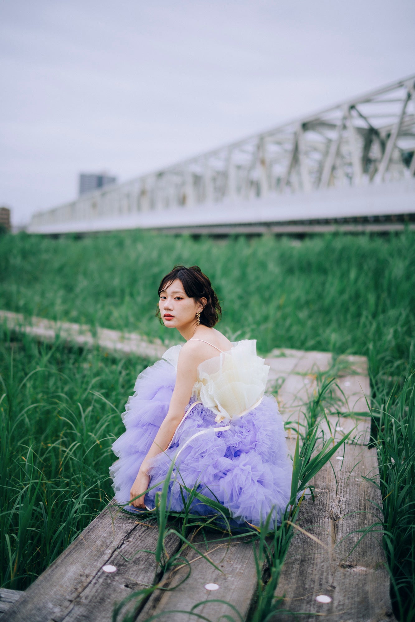 duo tulle dress(Choco Mint)