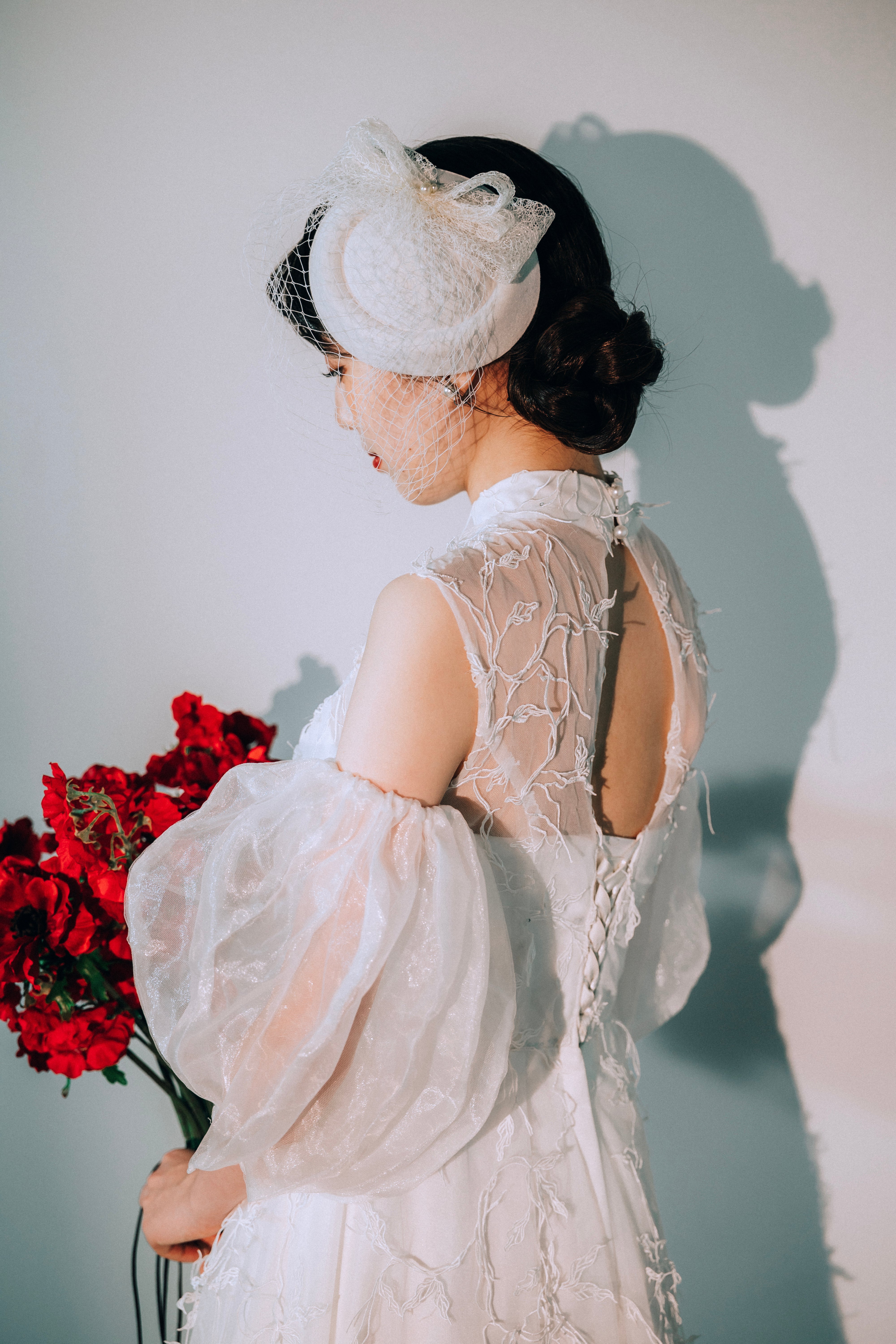 stand collar off shoulder dress