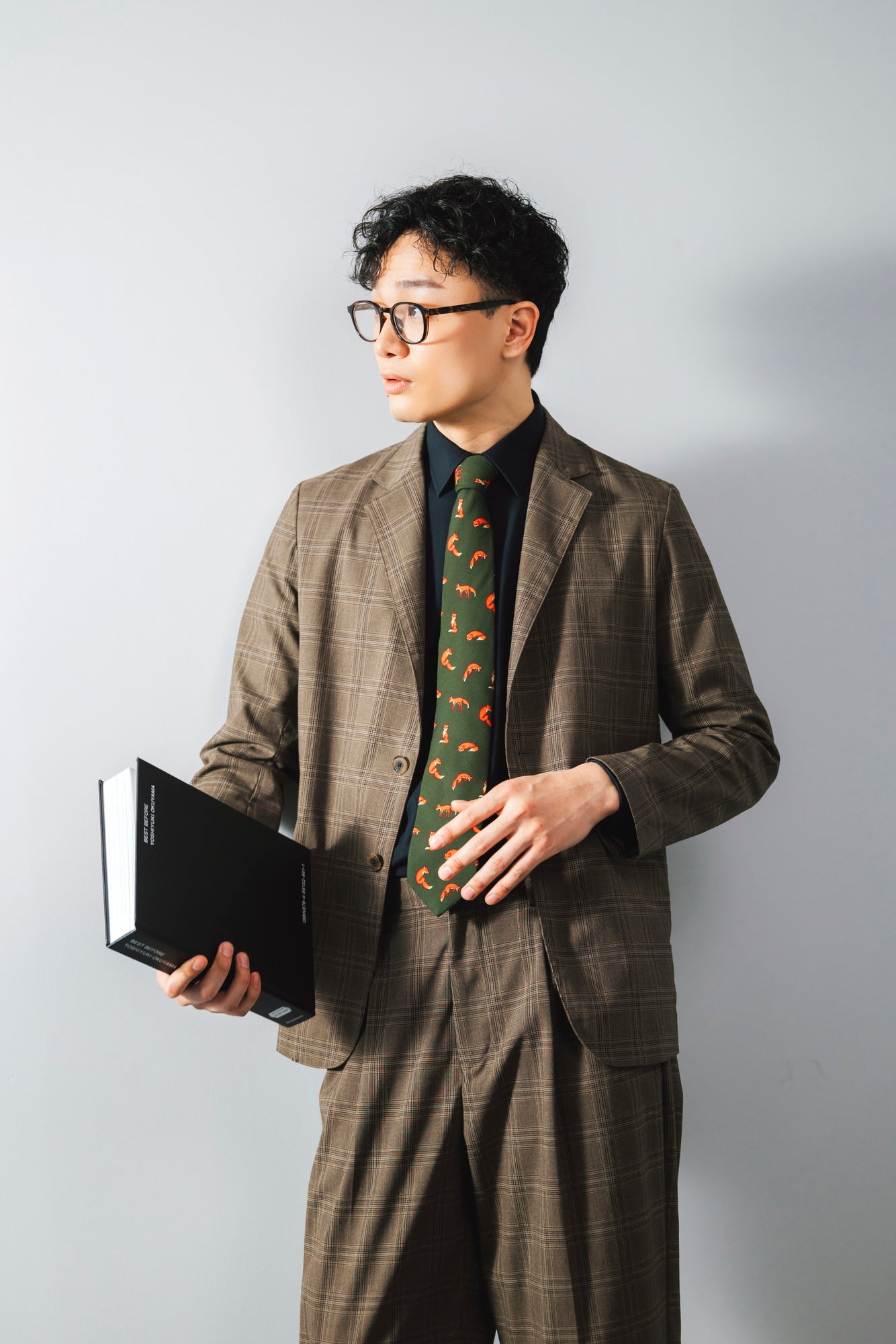 brown check 2-piece set