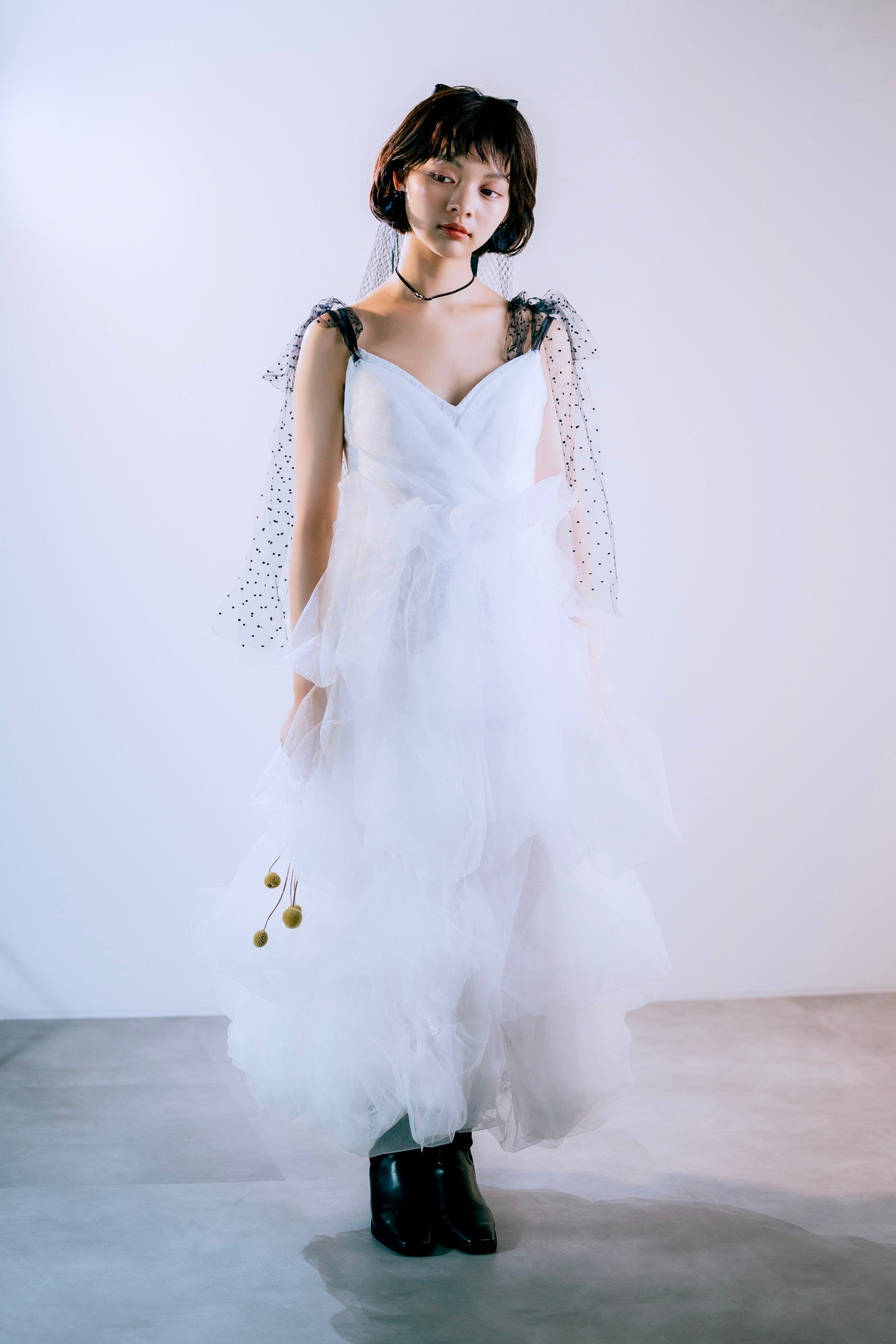 Black ribbon tulle dress