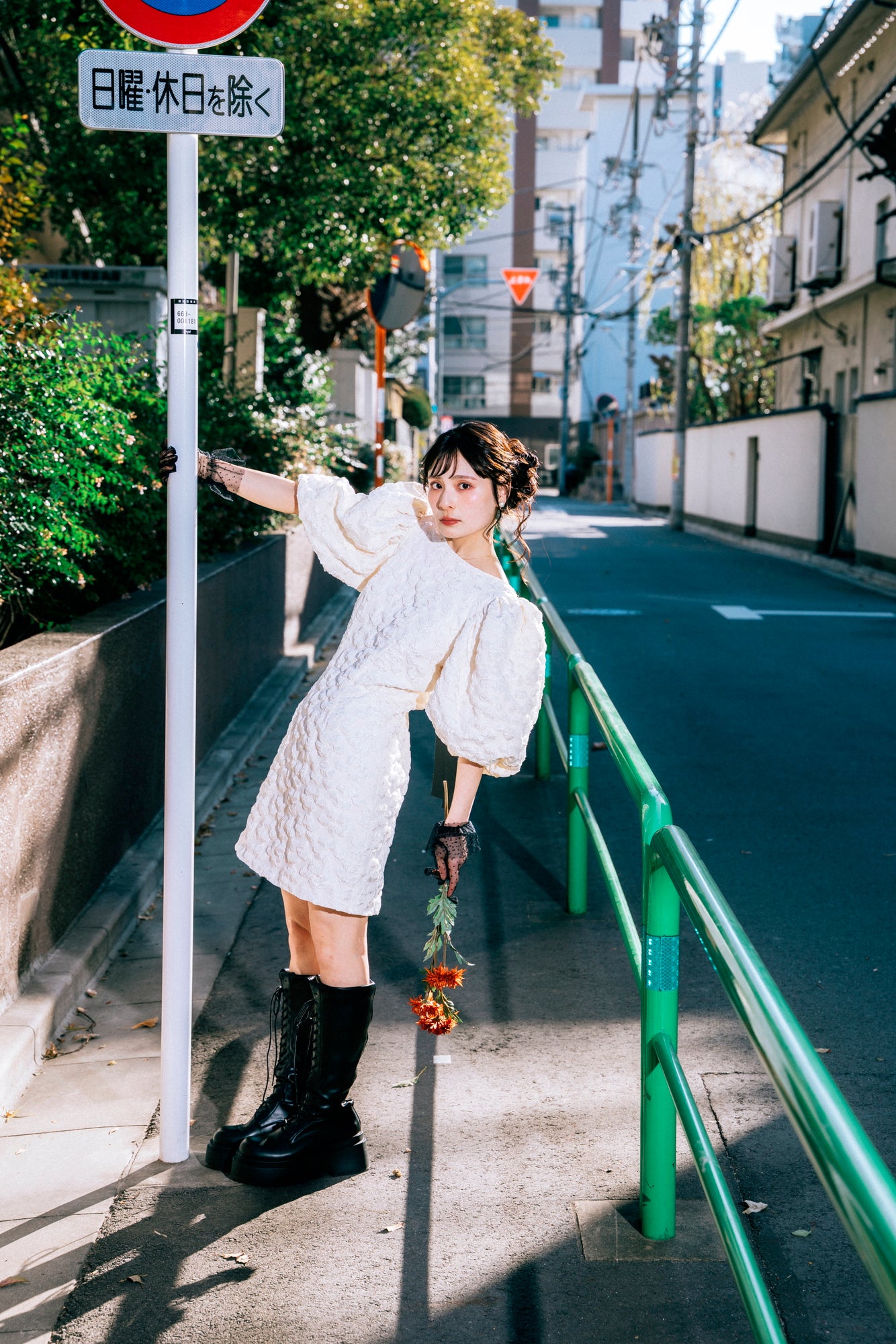 flower jacquard mini dress