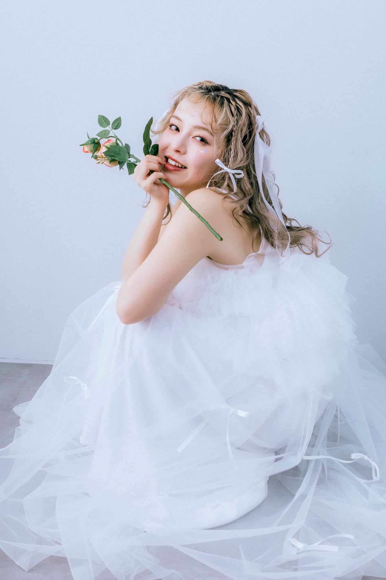 ribbon&tulle camisole dress