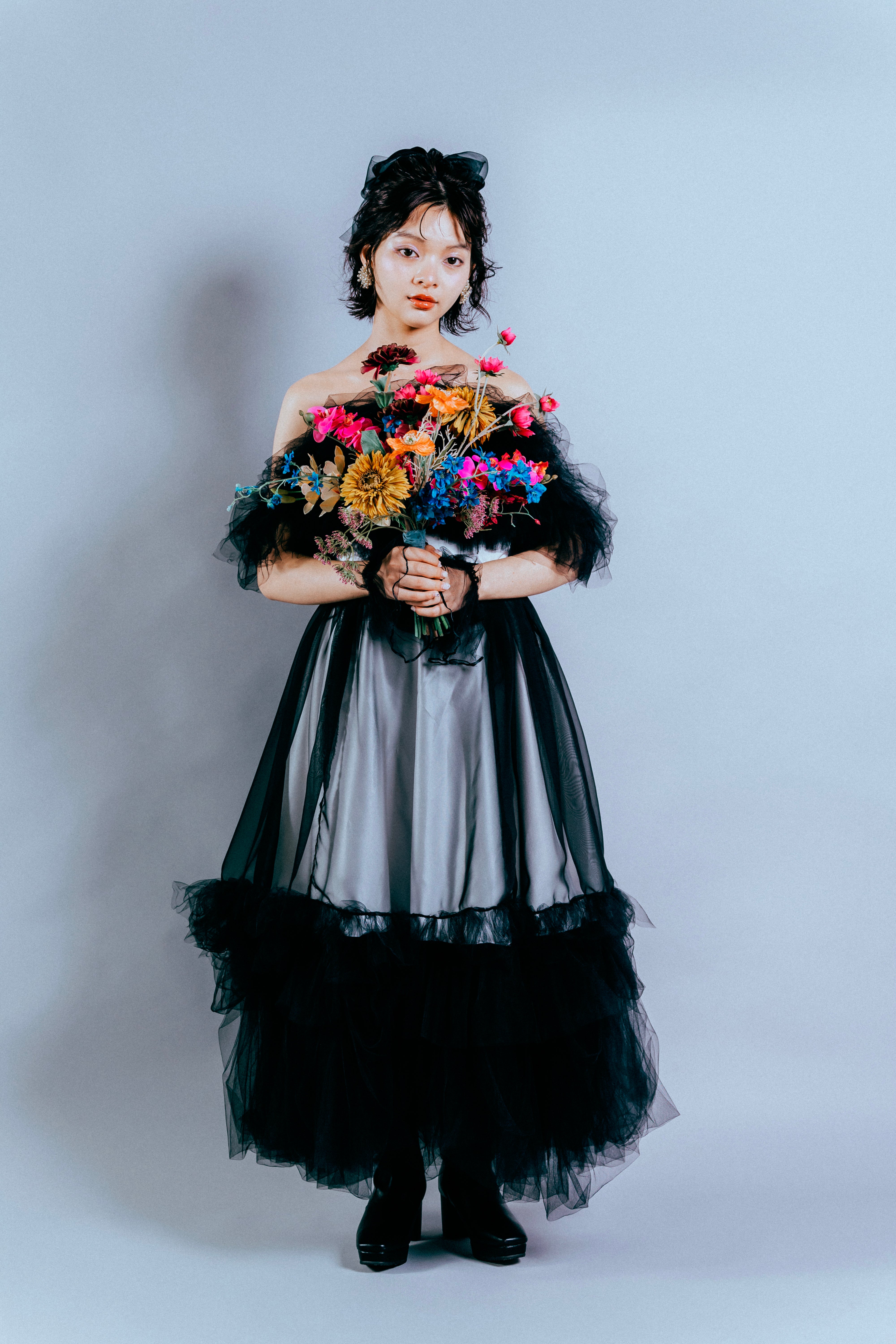 bicolor fluffy dress