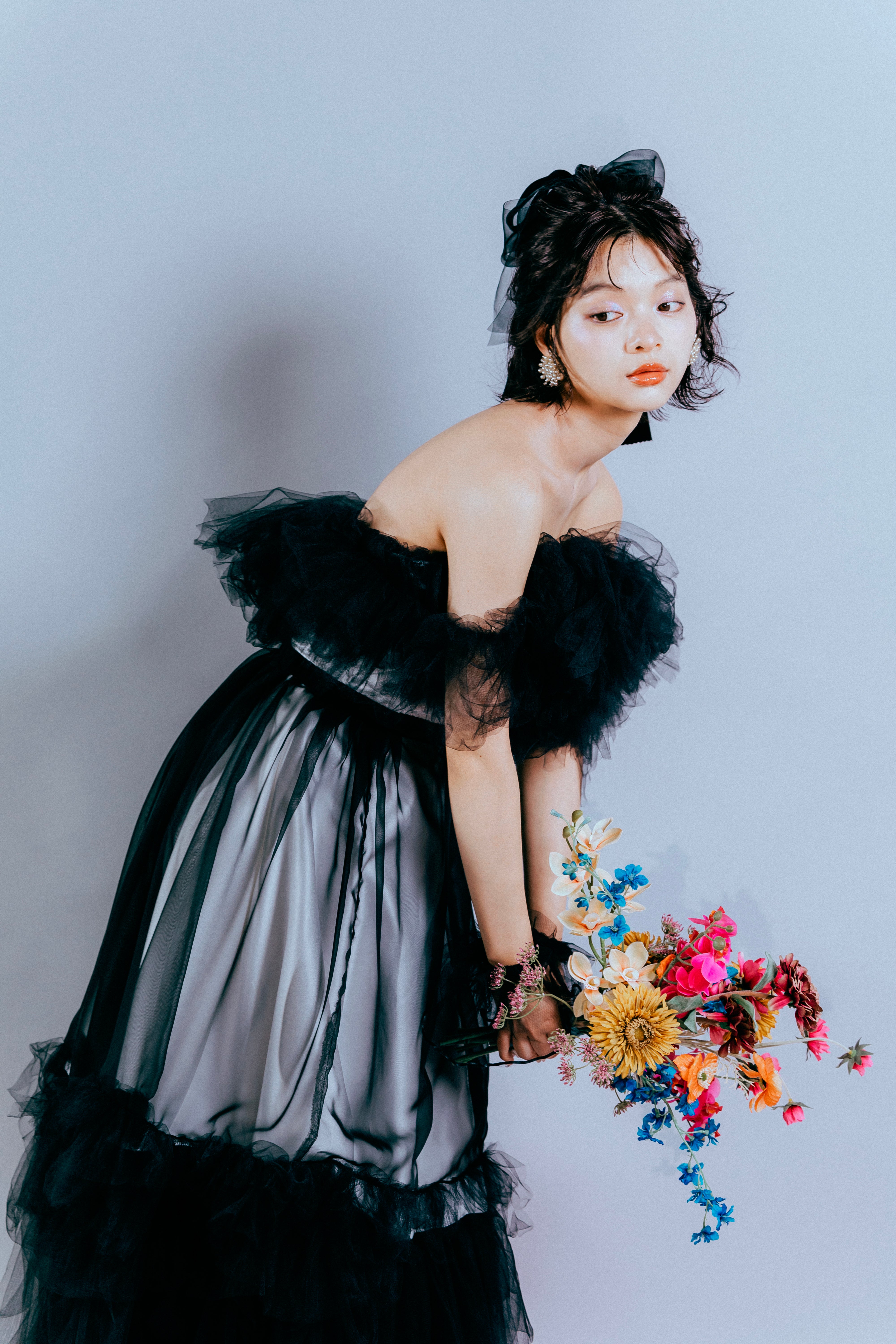 bicolor fluffy dress