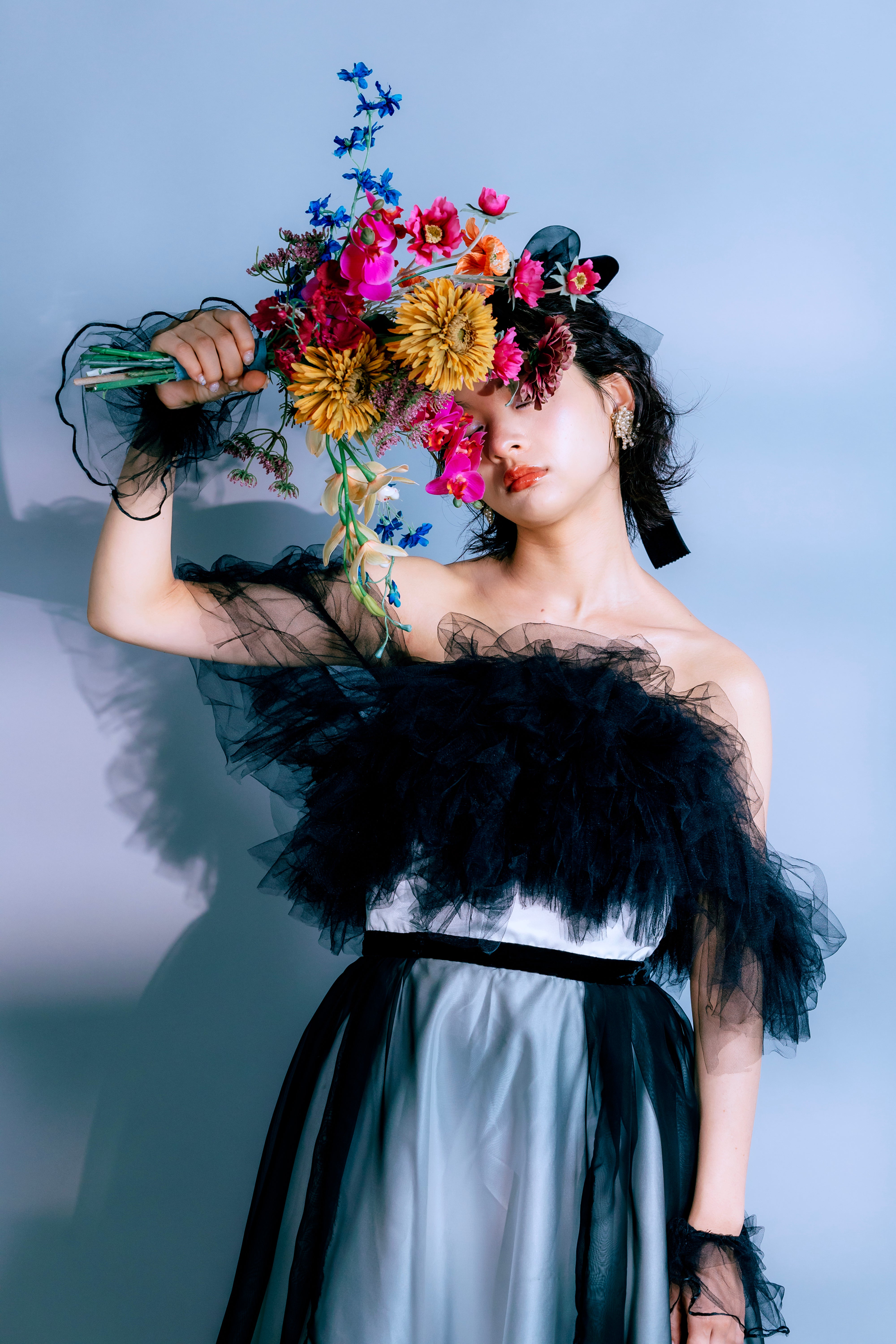 bicolor fluffy dress