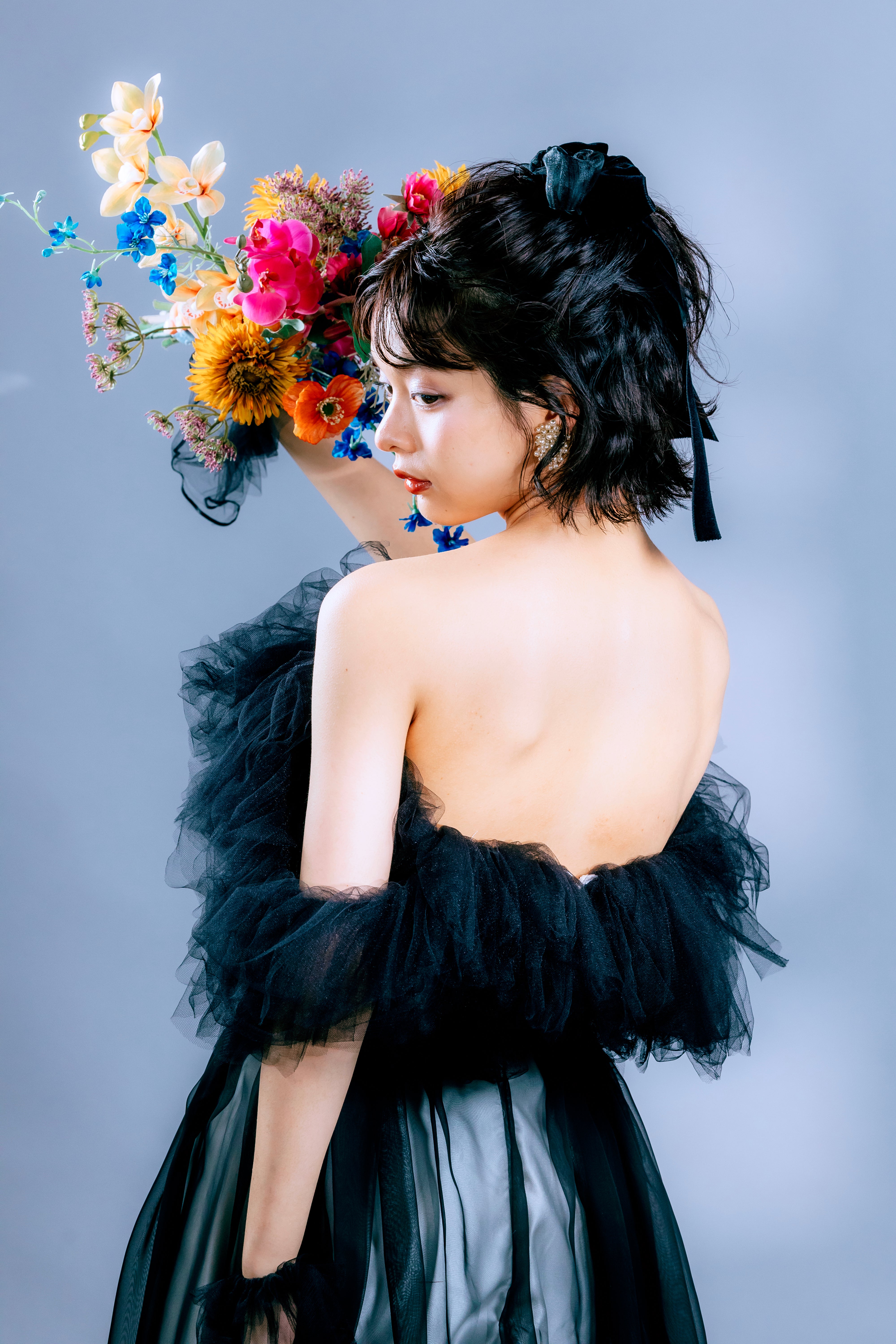 bicolor fluffy dress