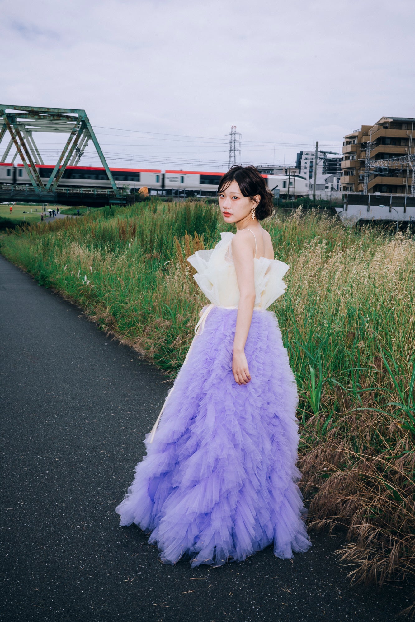 duo tulle dress(Choco Mint)