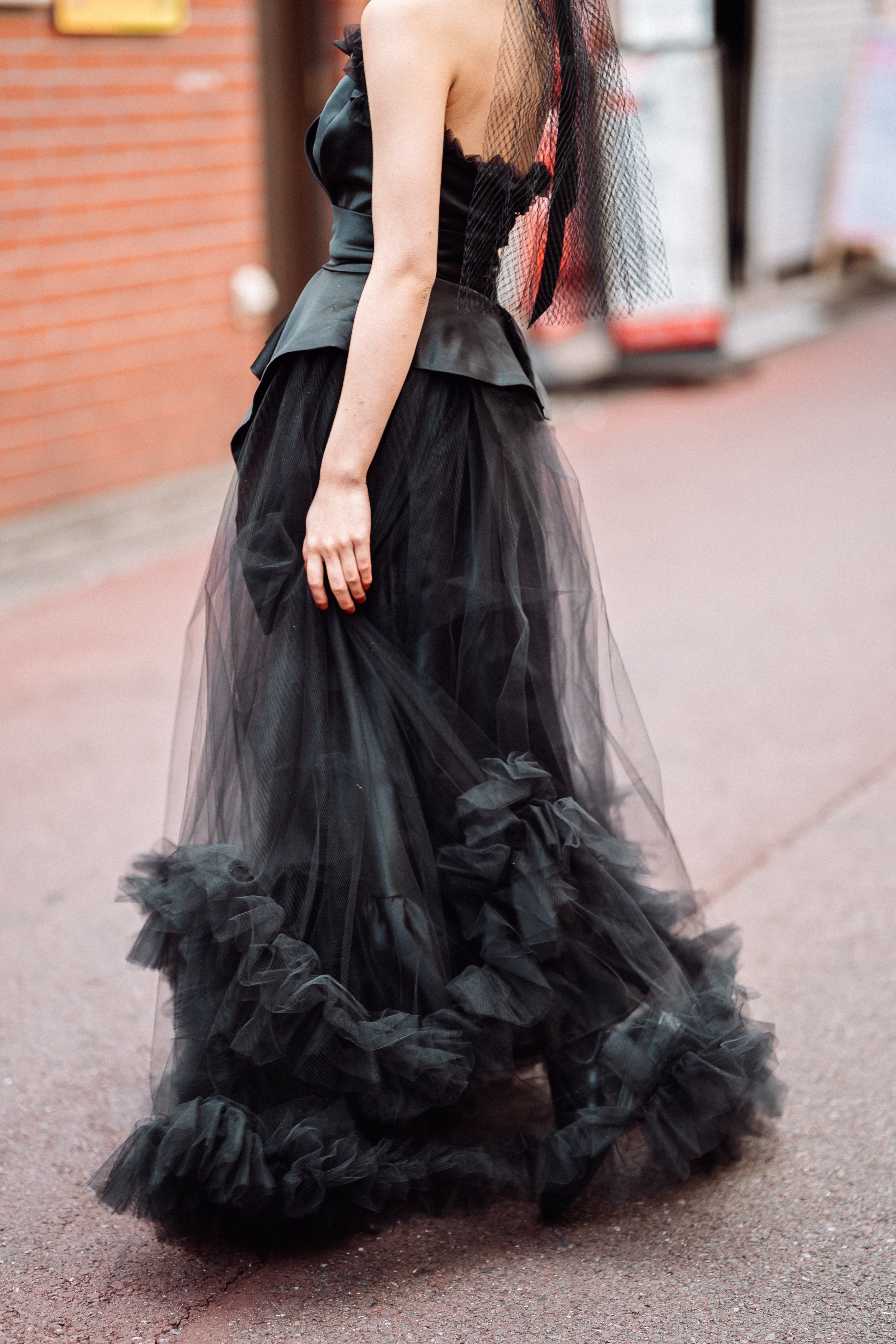 peplum bustier dress(Black)