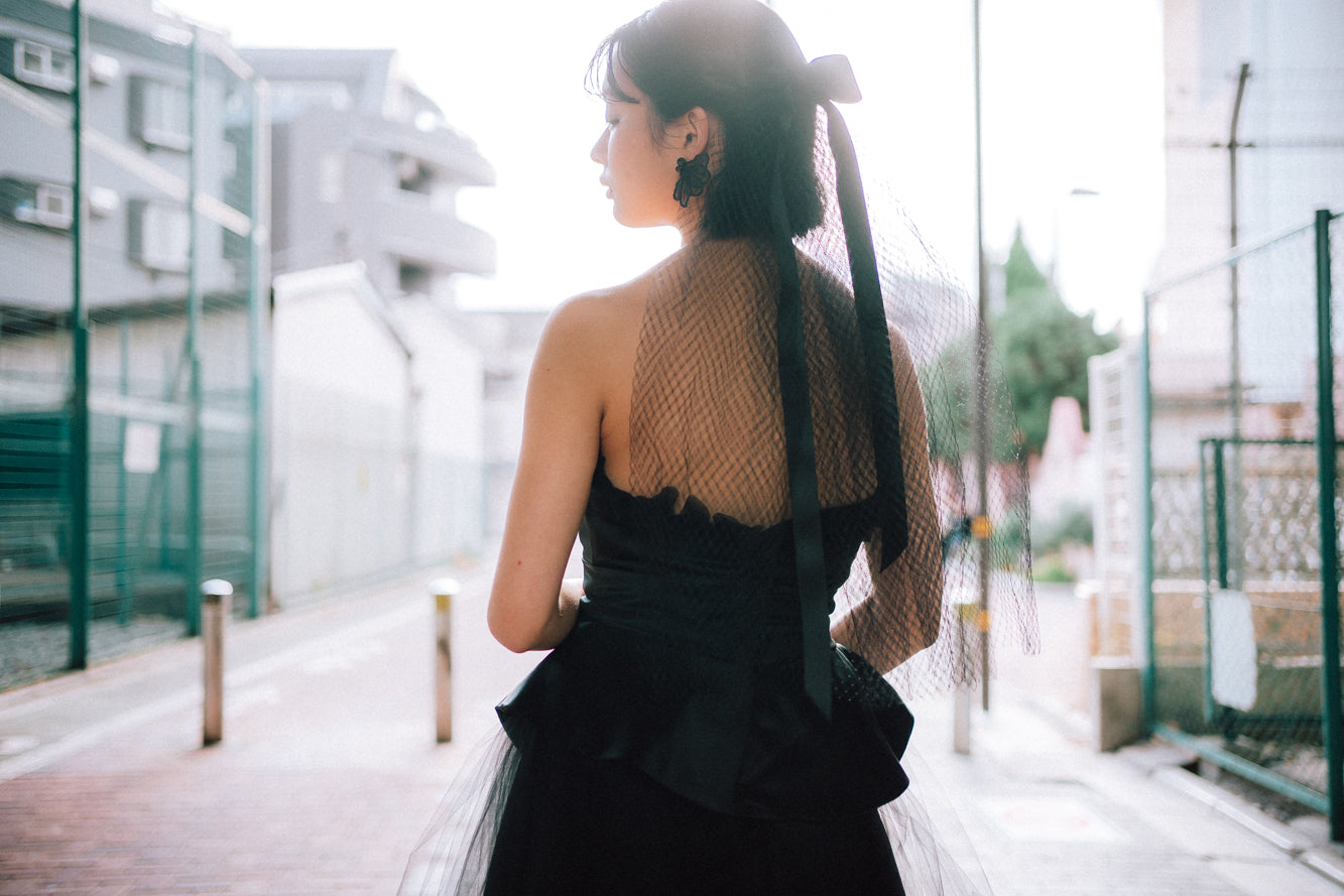 peplum bustier dress(Black)