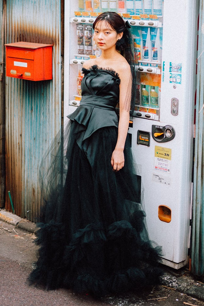 peplum bustier dress(Black)