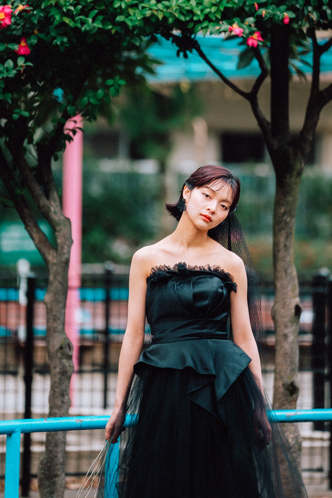 peplum bustier dress(Black)