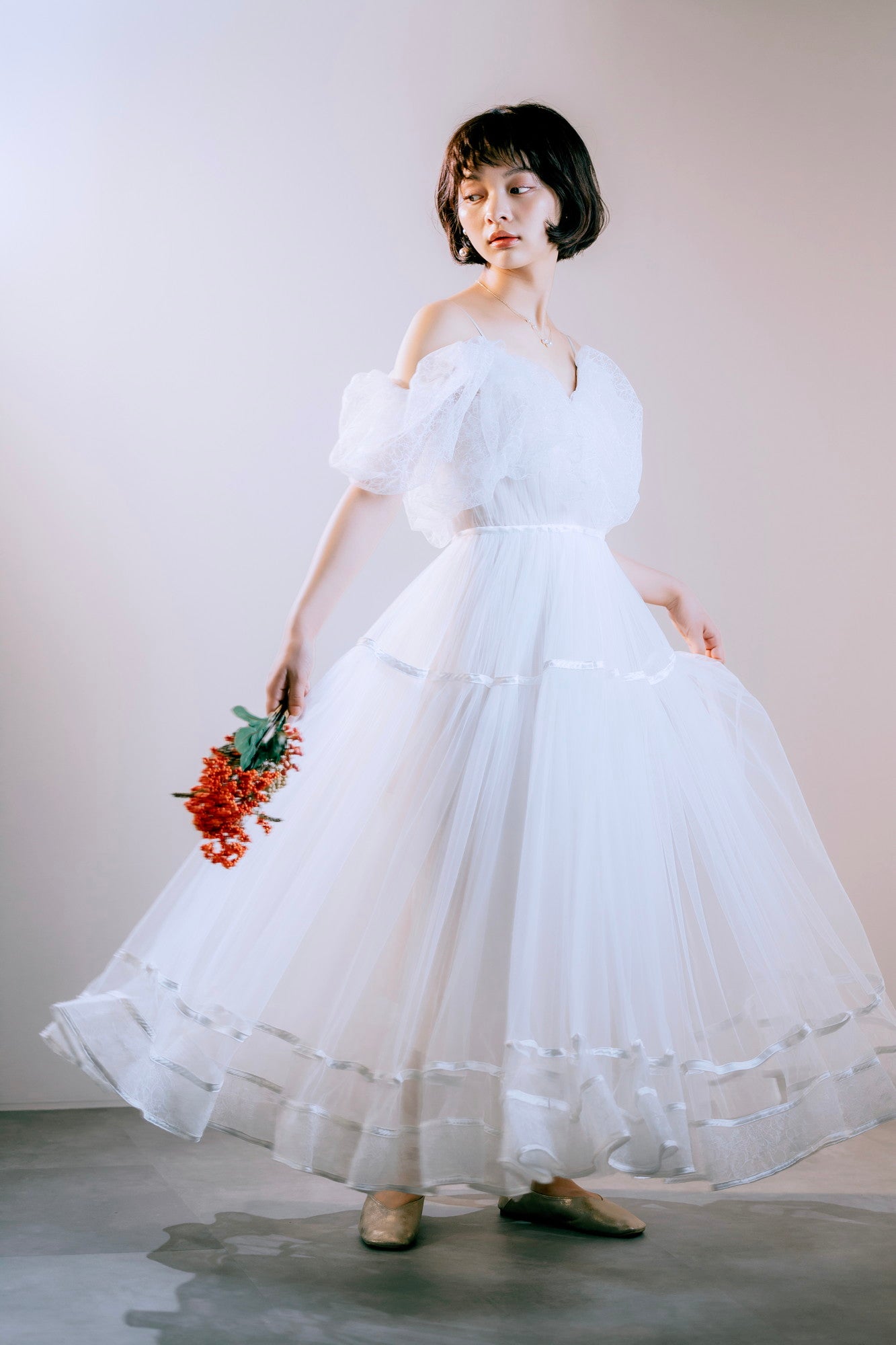 lace fabric off shoulder dress