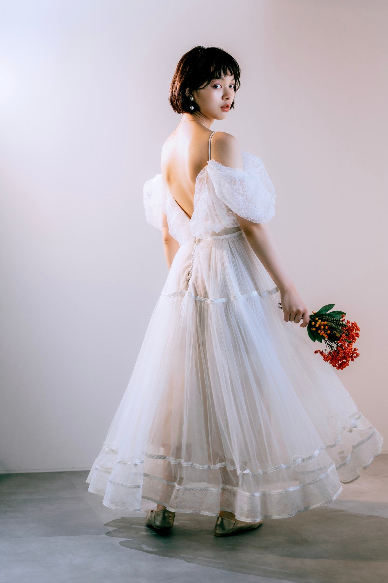 lace fabric off shoulder dress