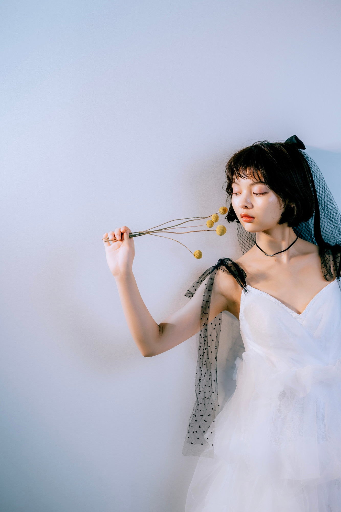 Black ribbon tulle dress