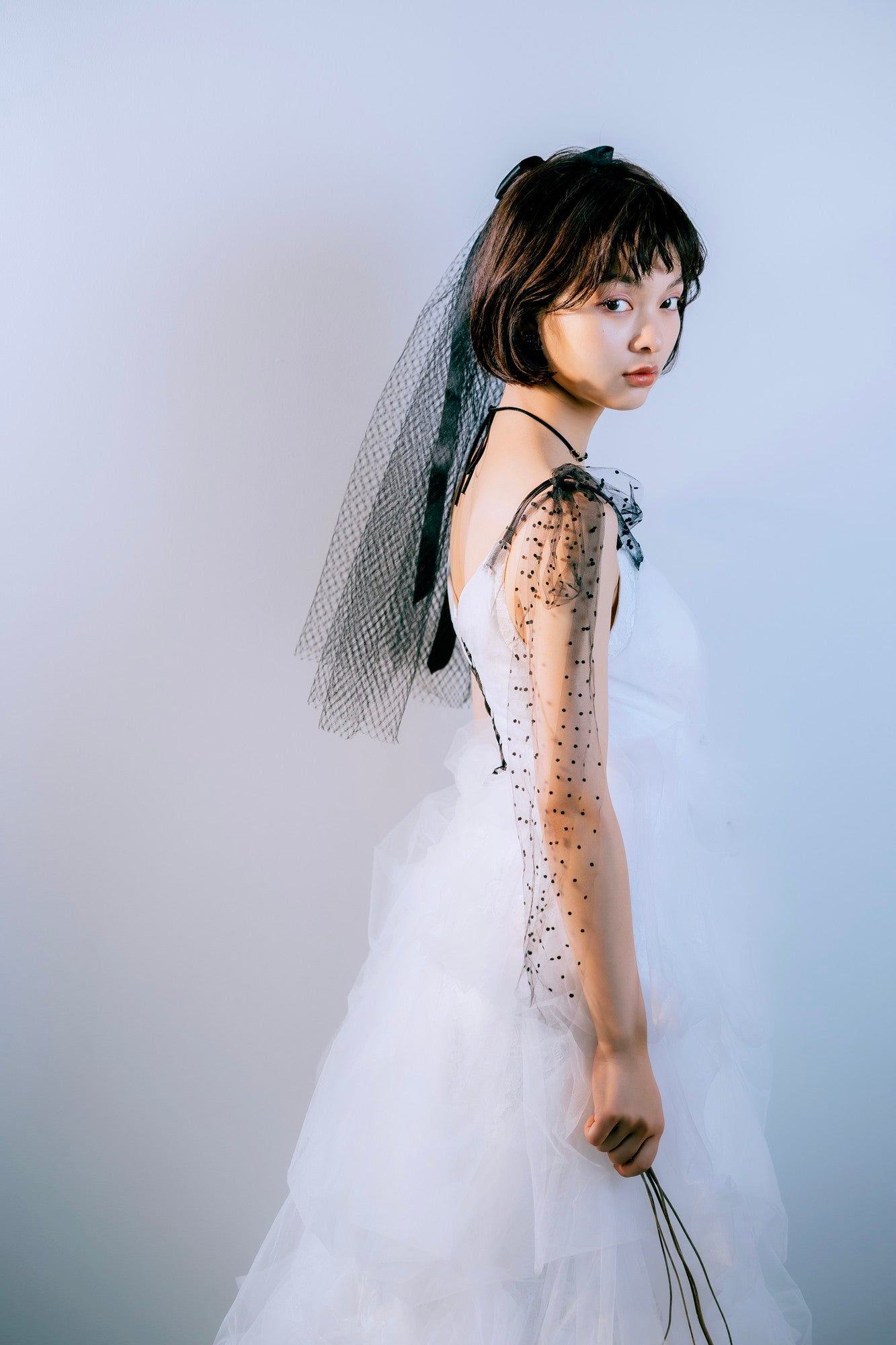 Black ribbon tulle dress