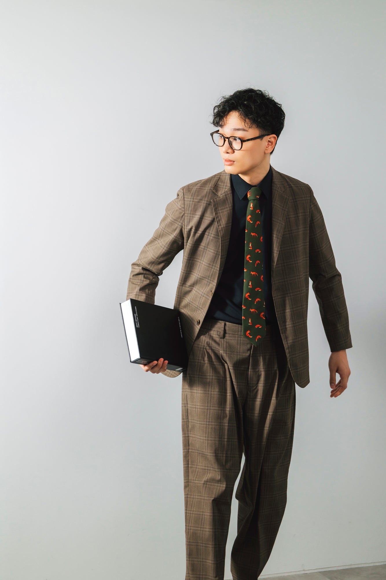 brown check 2-piece set