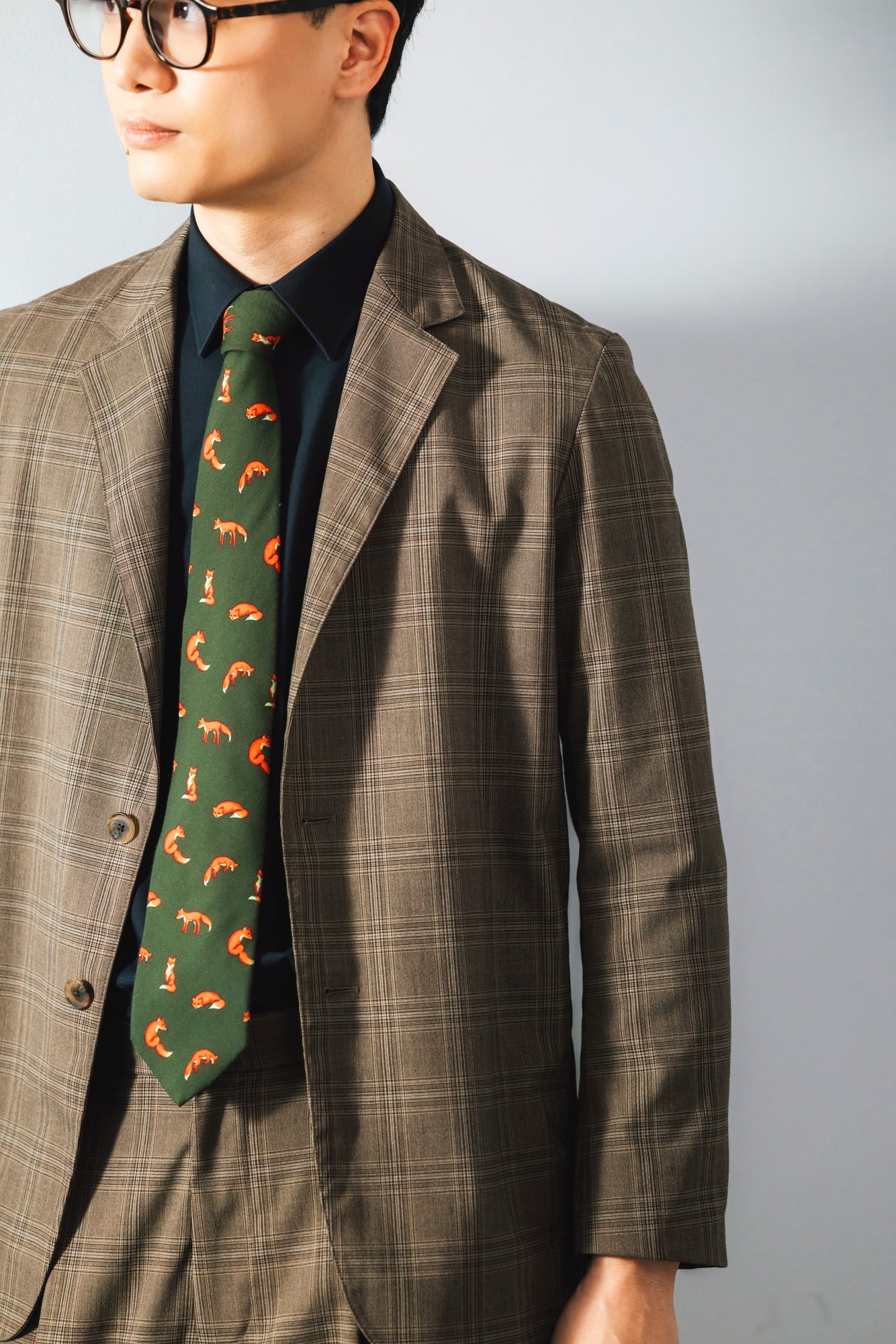 brown check 2-piece set