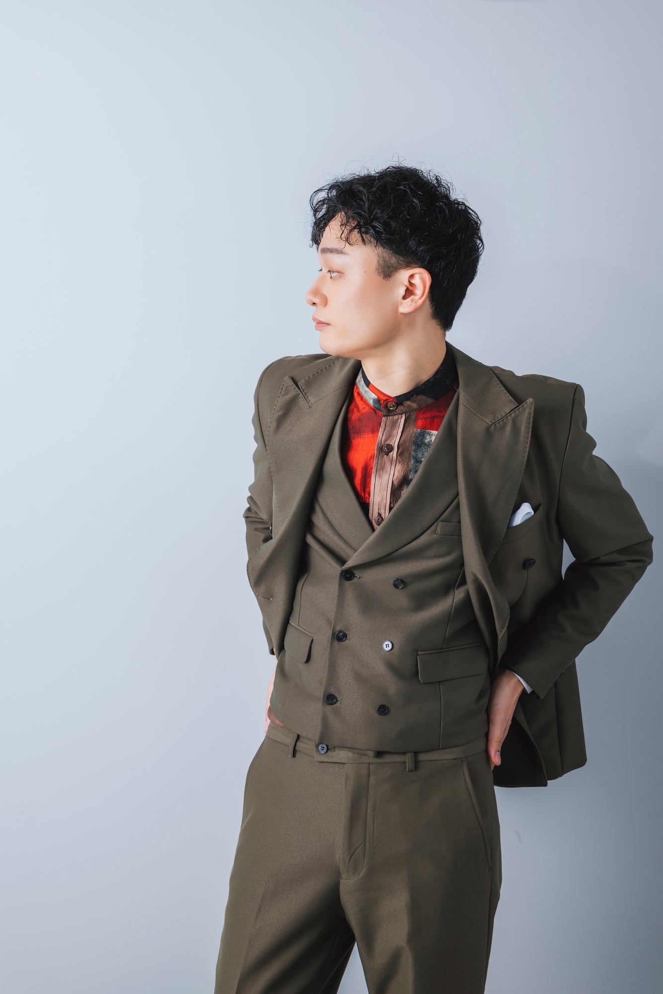 khaki 3-piece tuxedo