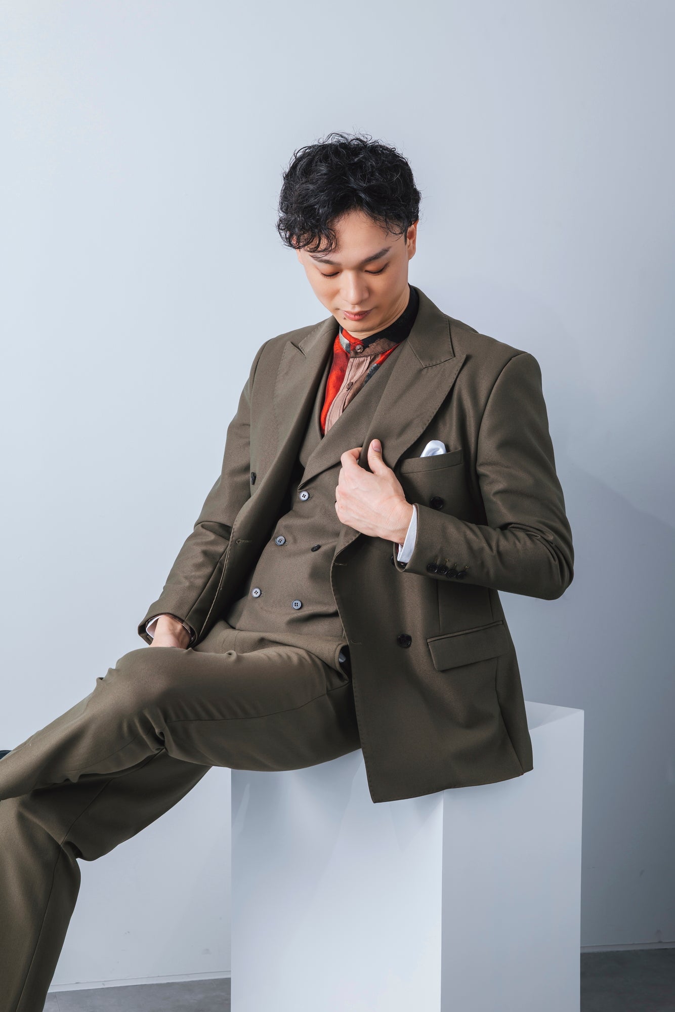 khaki 3-piece tuxedo