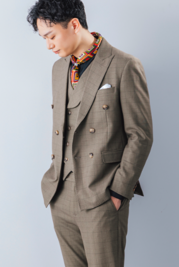 camel check 3-piece tuxedo