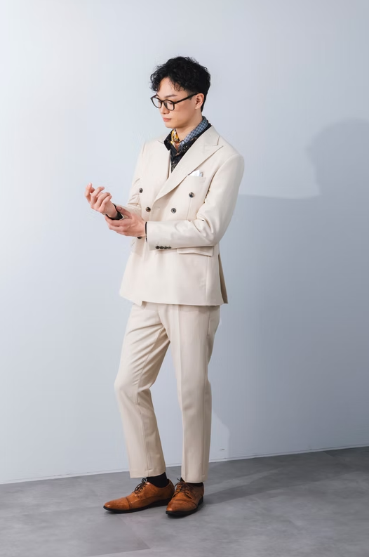 beige 3-piece tuxedo