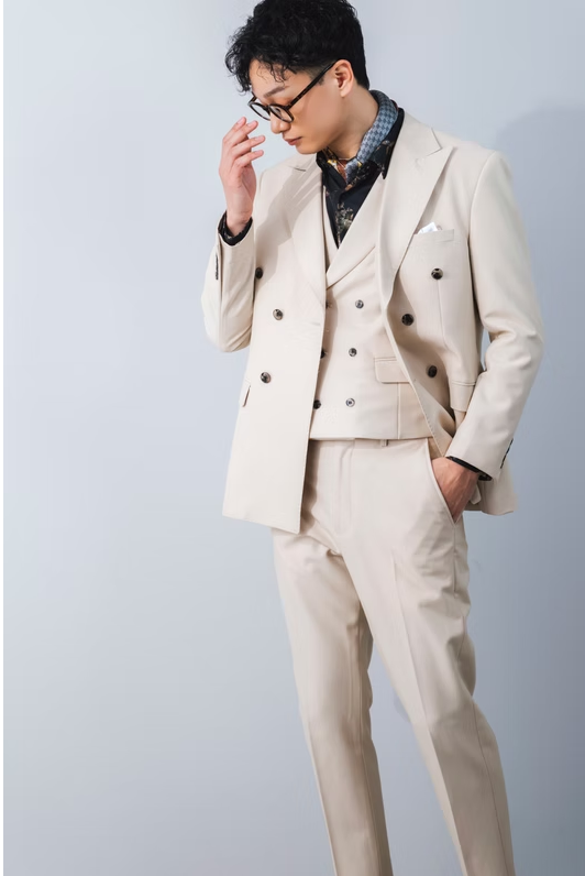 beige 3-piece tuxedo