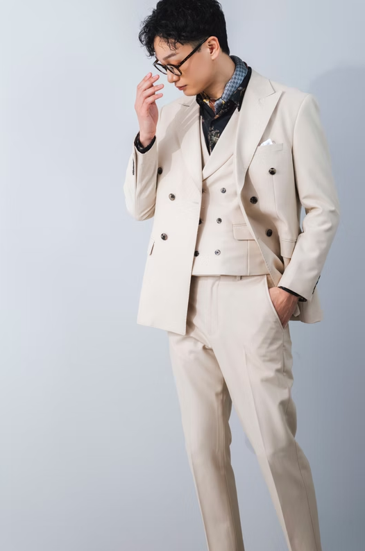 beige 3-piece tuxedo