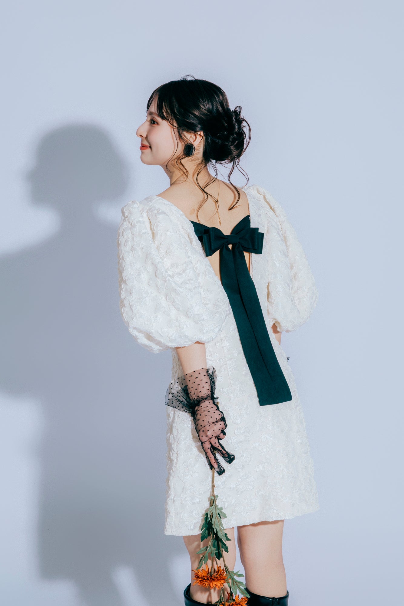 flower jacquard mini dress