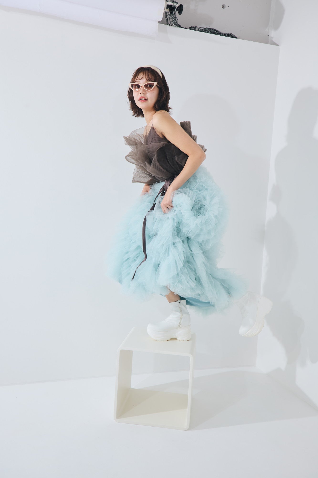 duo tulle dress(Choco Mint)