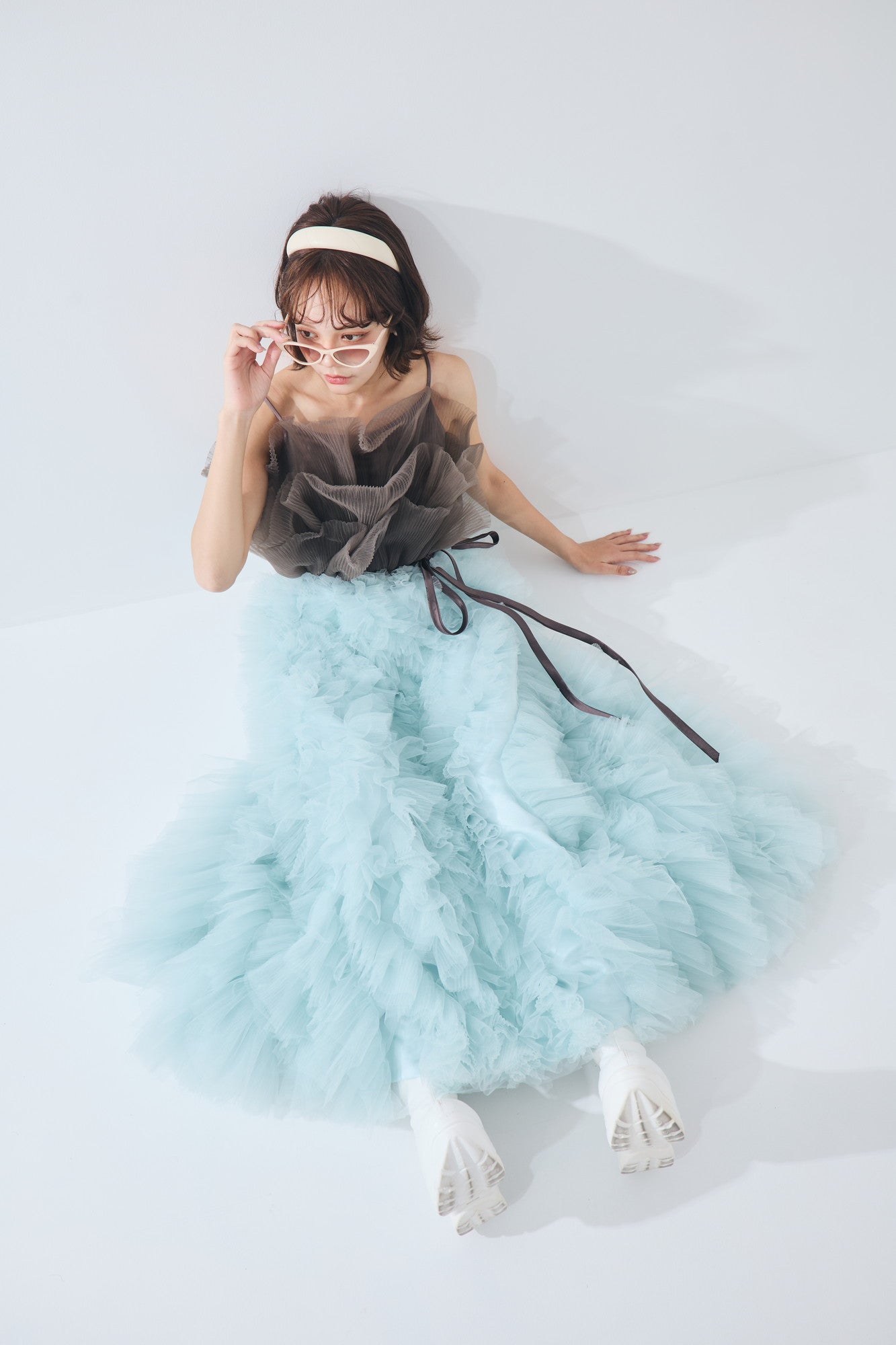 duo tulle dress(Choco Mint)