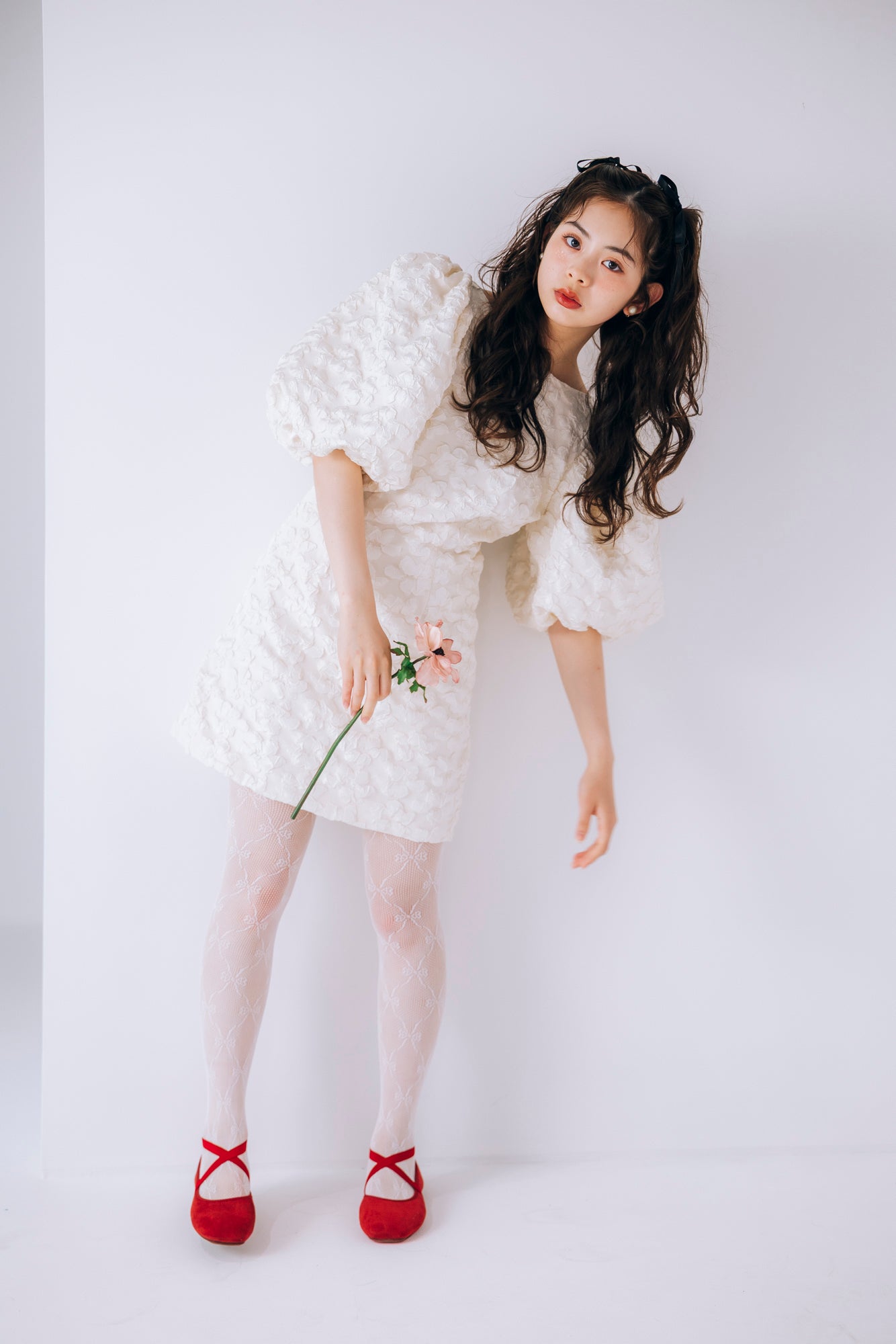 flower jacquard mini dress