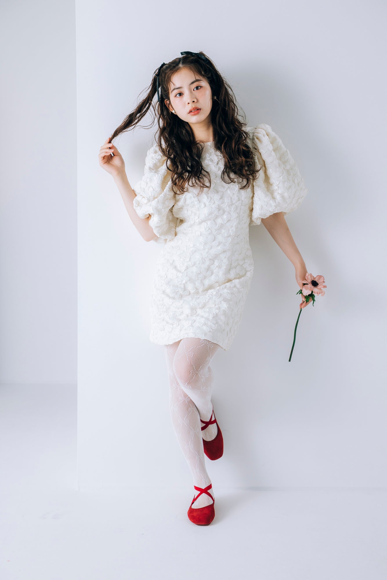 flower jacquard mini dress