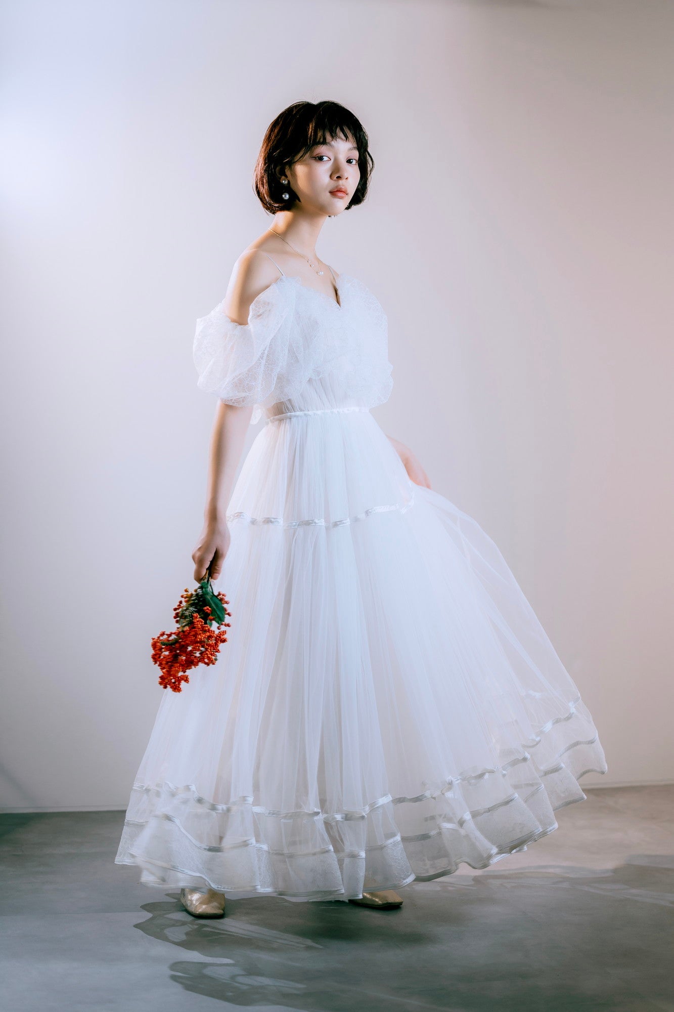 lace fabric off shoulder dress